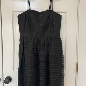 Shoshanna Black Ribbed Spaghetti Strap Cocktail Dress